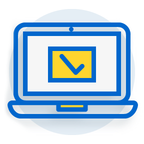 illustration of open laptop with checkmark on the screen