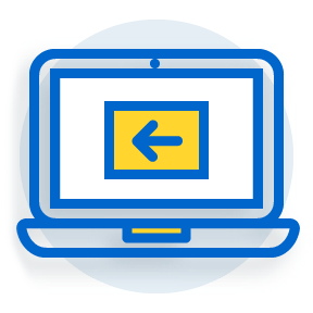 illustration of an open laptop with an arrow pointing right on the monitor